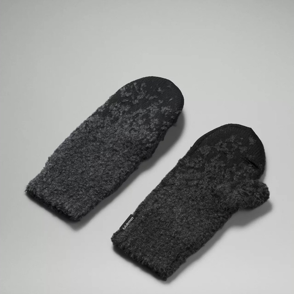 Lululemon Ombre Knit Textured Mittens Merino Wool Black Graphite Grey M L Nwt - Picture 3 of 11